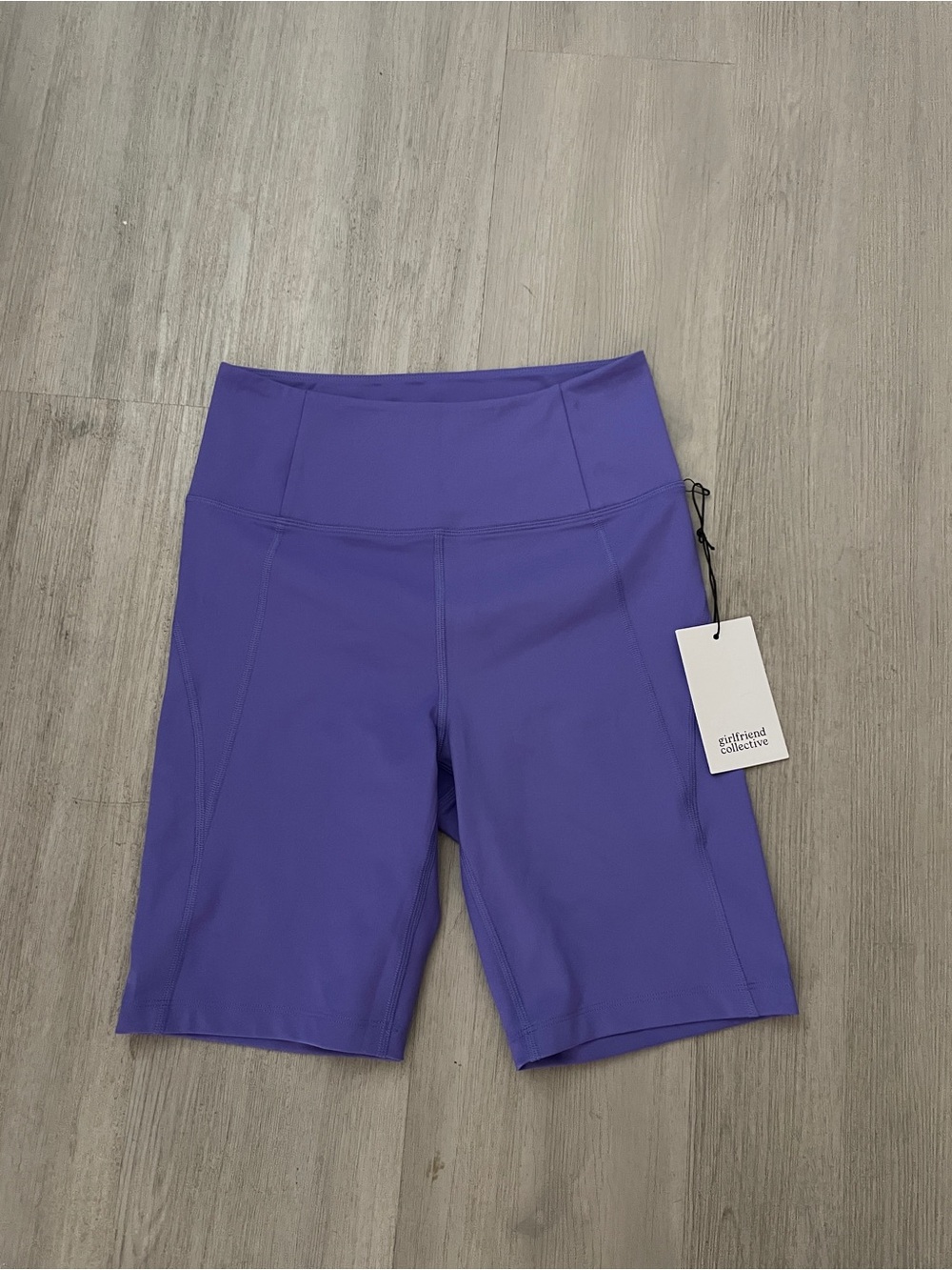 NWT girlfriend collective Purple High-Rise Bike Shorts Size M colorful